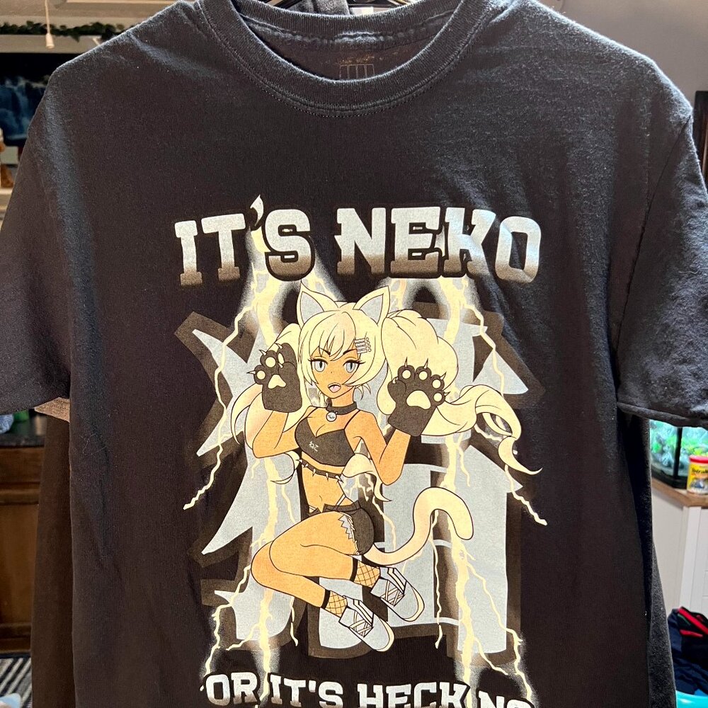 Foureyes x Ahhgela ‘It's Neko Or It's Heck No’ Black Graphic Tee T-Shirt SZ Med